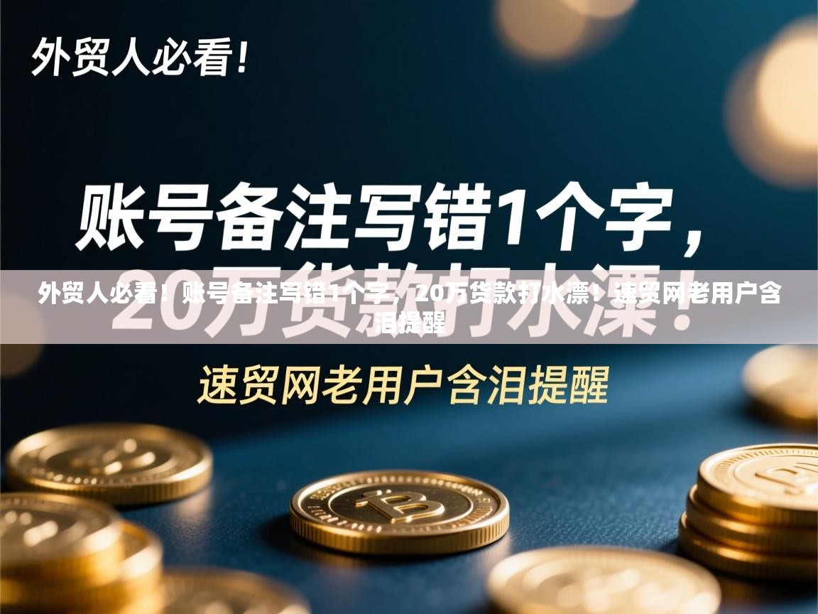 外贸人必看！账号备注写错1个字，20万货款打水漂！速贸网老用户含泪提醒